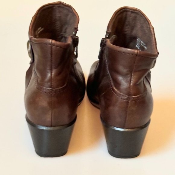 Women's Ankle Boots Earth Origins Mallory Brown Leather Booties Inside Zipper Ru - Picture 3 of 12